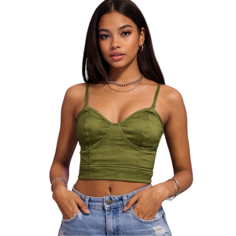 Lita by Ciara Avocado Green Structured Corset Top Bustier Bralette Crop